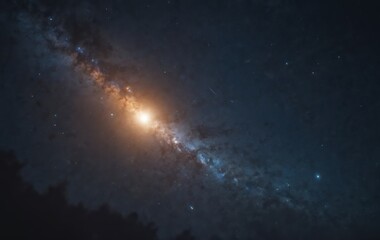 The Milky Way shines in the night sky above the moon