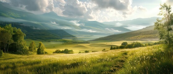 fantastic landscape wallpaper with idyllic scenery and amazing light