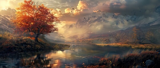 fantastic landscape wallpaper with idyllic scenery and amazing light