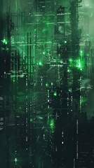 cyberpunk futuristic head-up background in dark green and black 