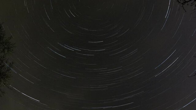 star trails shot on action camera,European sky night panorama time lapse,galaxy night panorama view with long exposure