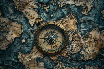 A compass amidst a sea of maps, representing the direction and vision that true leadership provides 