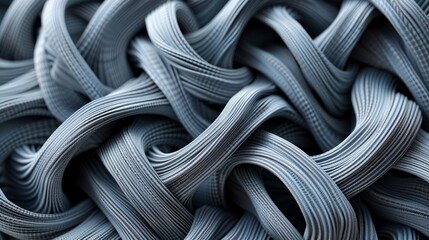 A stunning 3D visualization of fabric fibers intricately interlaced, showcasing the complex structure and details up close.

 - obrazy, fototapety, plakaty