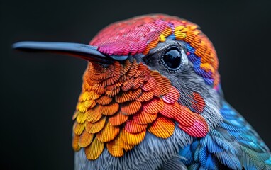 A close-up of a colorful realistic Hummingbirds - obrazy, fototapety, plakaty