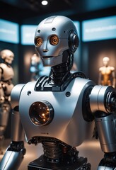 a robot is standing in a room with other robots