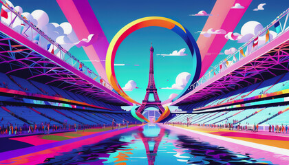 eiffel tower city olympic games in Paris