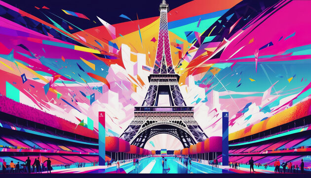 eiffel tower city olympic games in Paris