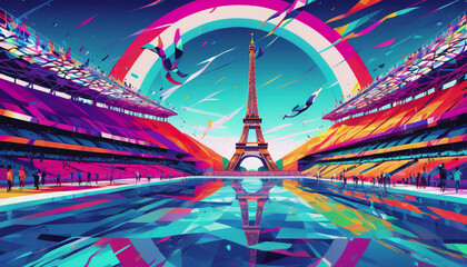 eiffel tower city olympic games in Paris