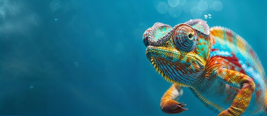Chameleon swiming underwater. Generative ai