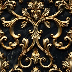 Curly Floral Golden Rich Shape Pattern Tile