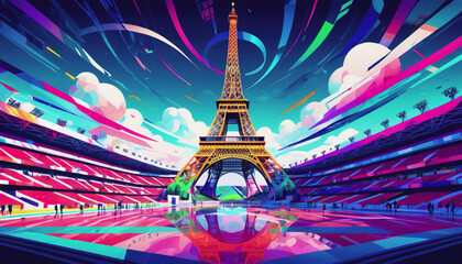 eiffel tower city olympic games in Paris
