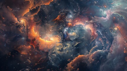 Obraz premium Stormy Sky Abstract: Dark clouds swirling over a deep blue sky, hinting at the power of nature's motion and the mysteries of the night