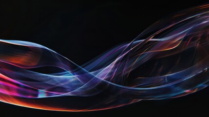 Naklejka premium futuristic wallpaper with distorted shapes and perspectives in transparent and chromatic surfaces on a black background