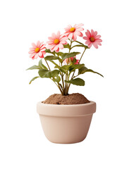 Naklejka na ściany i meble Beautiful flower blooming in a pot, symbol of fresh home gardening and spring. Generative AI