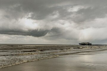 storm over the beach of St. Peter Ording, north sea