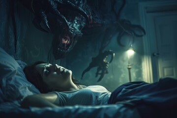 Night after night, a woman finds herself trapped in the twisted creations of her own mind, besieged by nightmares that transform into a menacing demon, his presence like an ominous ghost looming over 