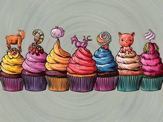 Cupcakes con formas arreglados en línea