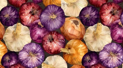 Group of onion vegetable pattern wallpaper