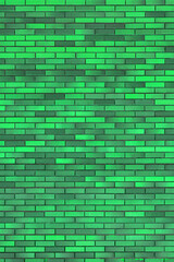 Green Brick wall. Construction abstract background.