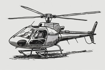 Fototapeta premium a hand-drawn of Helicopter, simple vector svg illustration, black monoline, isolated on with background 