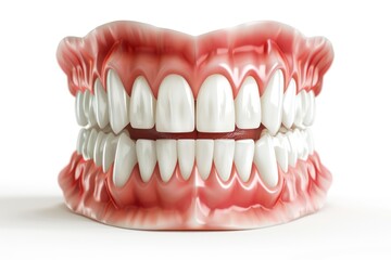 Obraz premium An intense, hyper-realistic 3D rendering of a mouth with prominent, angry teeth in a shouting pose
