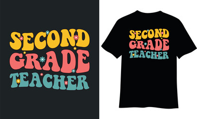 Back to school t-shirt design, Second-grade teacher t-shirt design.
