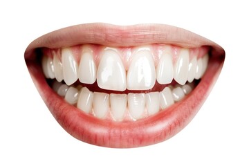 Close-up of a perfect smile with well-maintained white teeth expressing health, beauty, and confidence