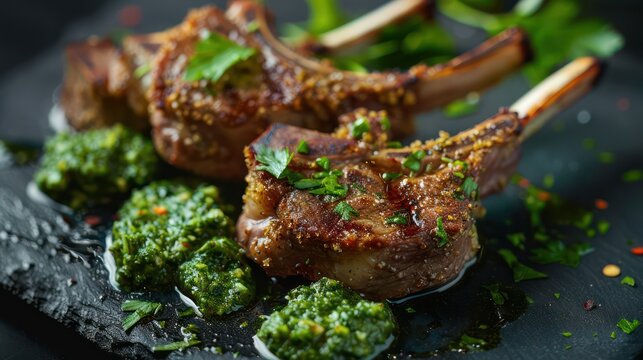 Experience the delight of a perfectly cooked rack of lamb, crusted with herbs and ready for a gourmet feast