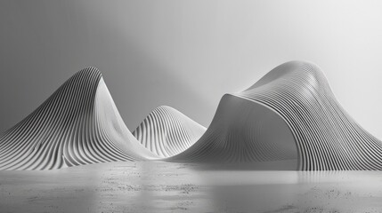 Grey parametric landscape with smooth lines
