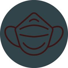 Face Mask Grey Red Line Circle Icon Line Circle Icon