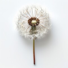 a dandelion with a single seed on a white background