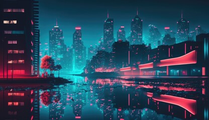 A closeup ethereal neon cityscape at night, with a dreamy vibe, featuring vivid colors and intricate details, reminiscent of cyberpunk and vapor wave aesthetics
