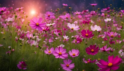 Obraz premium Spring wild meadow clover flowers, violet and golden colors, macro, soft focus. Flowers in the sun glow with beautiful bokeh, copy space. Floral romantic magic artistic image spring nature, stock 
