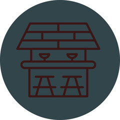 Beach Bar Grey Red Line Circle Icon Line Circle Icon