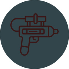 Water Gun Grey Red Line Circle Icon Line Circle Icon