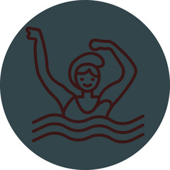Swimming Grey Red Line Circle Icon Line Circle Icon