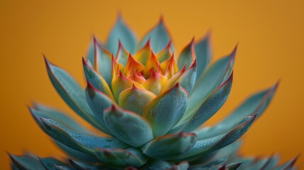 Obraz premium a close up of a plant with a yellow background