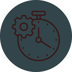 Time Management Grey Red Line Circle Icon Line Circle Icon