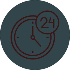 24 Hours Support Grey Red Line Circle Icon Line Circle Icon