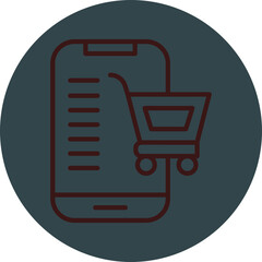 Online Shopping Grey Red Line Circle Icon Line Circle Icon