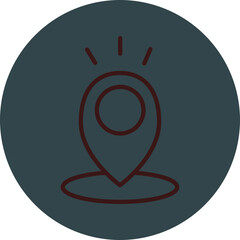 Location Grey Red Line Circle Icon Line Circle Icon