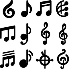 Music symbol icon sticker set PNG EPS