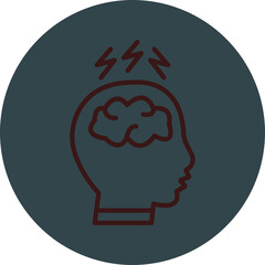 Migraine Grey Red Line Circle Icon Line Circle Icon