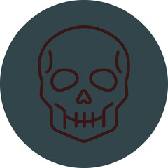 Skull Grey Red Line Circle Icon Line Circle Icon
