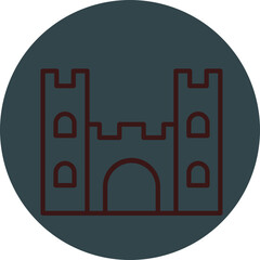 Castle Grey Red Line Circle Icon Line Circle Icon