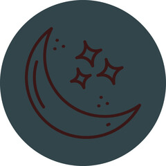 Moon Grey Red Line Circle Icon Line Circle Icon