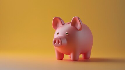 A cute piggy bank with a matte finish exudes an aura of charm and simplicity. Piggy bank of rounded and smooth shape in money saving concept