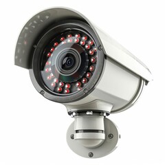 a security camera with red lights on it - obrazy, fototapety, plakaty