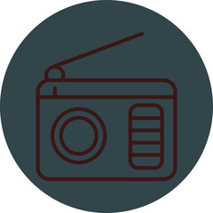 Radio Grey Red Line Circle Icon Line Circle Icon