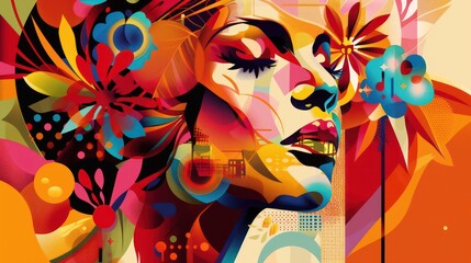 wallpaper colorful design illustrated with bold pop graphics, very artistic and iconic